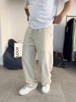 BAGGY FIT BEJ KETEN PANTOLON - Görsel 2