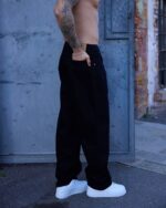 BAGGY FIT SIYAH KOT PANTOLON - Görsel 2