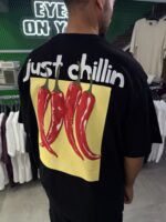 JUST CHILLIN BIBER BASKI SIYAH TSHIRT