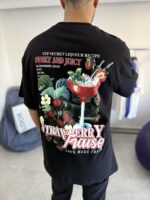STRAWBERRY ÇILEK BASKI SIYAH TSHIRT - Görsel 2