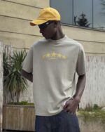 YILDIZ PARLAK BASKI YIKAMALI YEŞIL TSHIRT