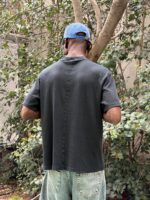 KUŞ BASKI YIKAMALI SIYAH TSHIRT - Görsel 2