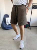 MUSLIN KUMAŞ JAKARLI KAHVERENGI ŞORT