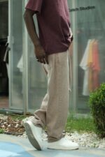 BAGGY FIT KAHVERENGI KOT PANTOLON - Görsel 2