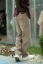 BAGGY FIT KAHVERENGI KOT PANTOLON - Görsel 3
