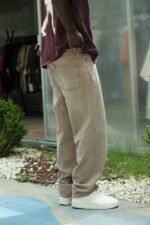 BAGGY FIT KAHVERENGI KOT PANTOLON - Görsel 4
