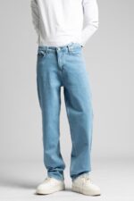 BAGGY FIT MAVI KOT PANTOLON