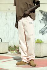 LIMITED EDITION NAKIŞLI TOZ PEMBE KOT PANTOLON