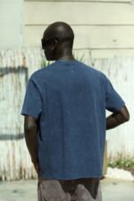 ENJEKSIYON & YIKAMALI MAVI TSHIRT