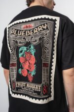 BLUEBERRY NAKIŞLI SIYAH TSHIRT