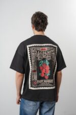 BLUEBERRY NAKIŞLI SIYAH TSHIRT - Görsel 3