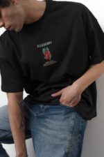 BLUEBERRY NAKIŞLI SIYAH TSHIRT - Görsel 4