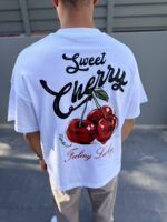CHERRY PREMIUM BASKI BEYAZ TSHIRT