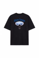 ALPINE ESCAPE NAKIŞLI SIYAH TSHIRT