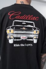 CADILLAC NAKIŞ & BASKILI SIYAH TSHIRT - Görsel 3