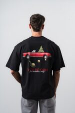 KIRMIZI ARABA BASKI SIYAH TSHIRT