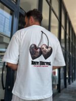 KIRAZ NAKIŞ & BASKILI BEYAZ TSHIRT - Görsel 2