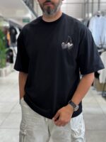 KIRAZ NAKIŞ & BASKILI SIYAH TSHIRT - Görsel 2