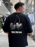 KIRAZ NAKIŞ & BASKILI SIYAH TSHIRT